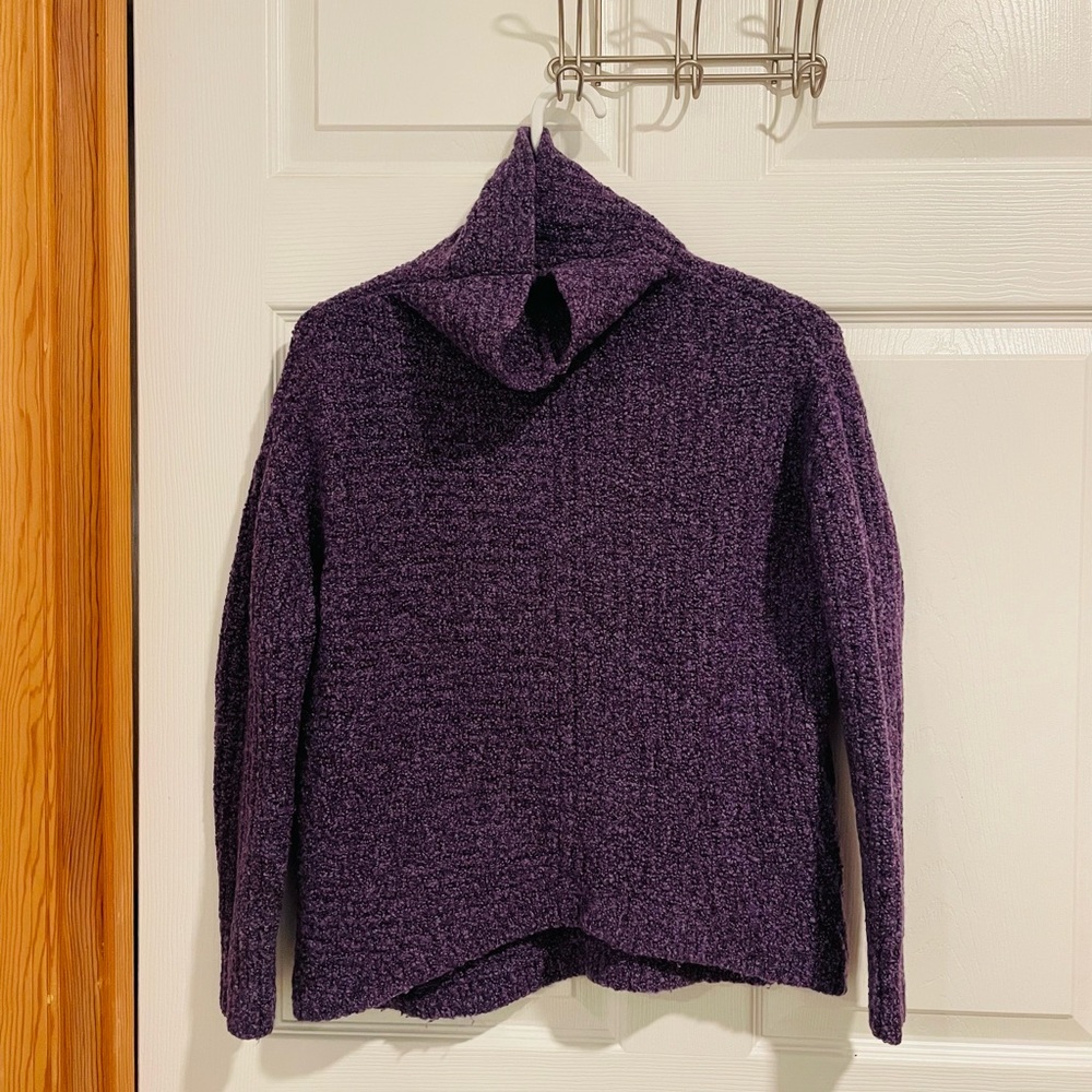 Eileen Fisher wool blend sweater purple PS cowl neck